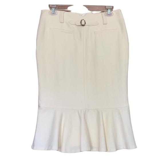 Ted Baker London Cream Wool Blend Trumpet Hem Pencil Skirt Business Career Sz 6 - Picture 2 of 6